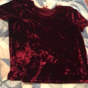 velvet short sleeve maroon shirt